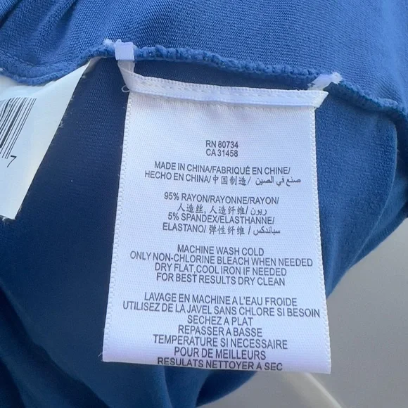 BCBG MaxAzaria Blue Long Sleeves Dress Medium Black Trim - Picture 14 of 14